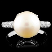 14K Gold 11.00MM Pearl & 0.94ctw Diamond Ring