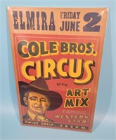 Cole Bros Circus w/ Art Mix Famous Western Star Po