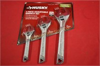 New Husky 3pc Adjustable Wrench Set 6", 8" & 10"