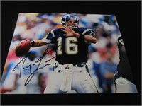 RYAN LEAF SIGNED 8X10 PHOTO CHARGERS JSA
