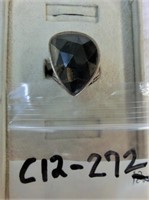 C12-272 sterling twist ring w/faceted onyx size 7