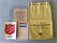 Lot of 4 Early Advertising items, Army, Bank ++