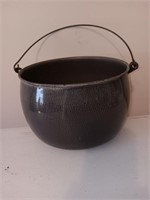 Large 10" antique enameled pot with handle.