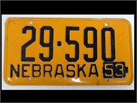 1953 NEBRASKA LICENSE PLATE