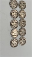 10 - 90% Silver Dimes 1922-1945