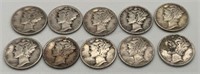 10 - 90% Silver Dimes 1935-1945