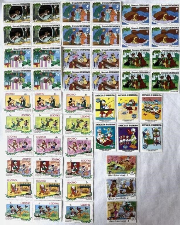 VTG Foreign Disney Stamps Turks & Caicos, Lesotho