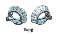 Vintage Bogoff Baguette Rhinestone Earrings