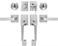 $60 VEVOR Double Door Handle Set - Satin Nickel