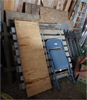 PIECES OF FENCE ; WOOD; ALUM STEP LADDER; PIPE