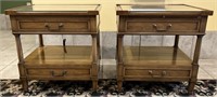 Heritage Two Drawer Glass Top Night Stands (2)