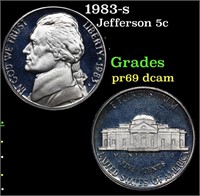 Proof 1983-s Jefferson Nickel 5c Grades GEM++ Proo