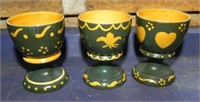 (3) Wood Hand Painted Egg Cups