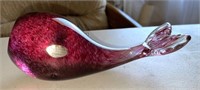 1970's Wedgwood Red Art Glass Whale Sculpture