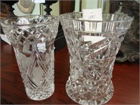 Two heavy cut crystal vase.