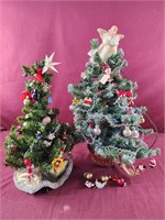 2 small table top Christmas tree decorations