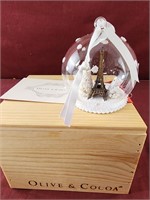 Eiffel tower ornament olive and cocoa small crate
