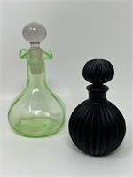 Matte Black, Depression Glass Perfume Bottles
