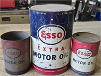 Vintage Set of Esso Motor Oil Cans