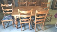 Oak Parquet Top Farm Table and Chairs