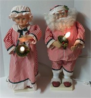 Ginny 1990 Animated Mr & Mrs Claus Stripe Clothes