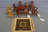 Wooden Doll Furniture and Rug