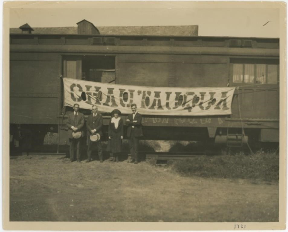 8x10 Chautauqua train car with four people