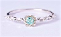 Natural Blue Diamond Ring 18K Gold