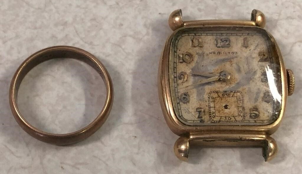 MM- Hamilton 10K Gold Filled Watch And Brass Band