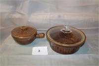 2 USA POTTERY (OVENWARE) WITH LIDS