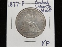 1877 P SEATED LIBERTY HALF DOLLAR 90%