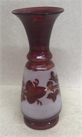 Hand-blown Ruby Bird Vase