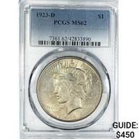 1923-D Silver Peace Dollar PCGS MS62