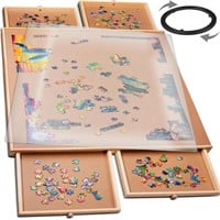 PLAYVIBE Rotating Jigsaw Puzzle Board with Drawers