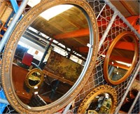 2 various oval wall mirrors,