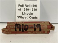 Full Roll (50) 1910-1919 Wheat Cents