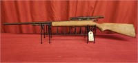 .22 calibre. Comes with Weaver scope, bolt action,