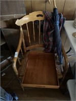 Cane Bottom Arm Chair and Misc.
