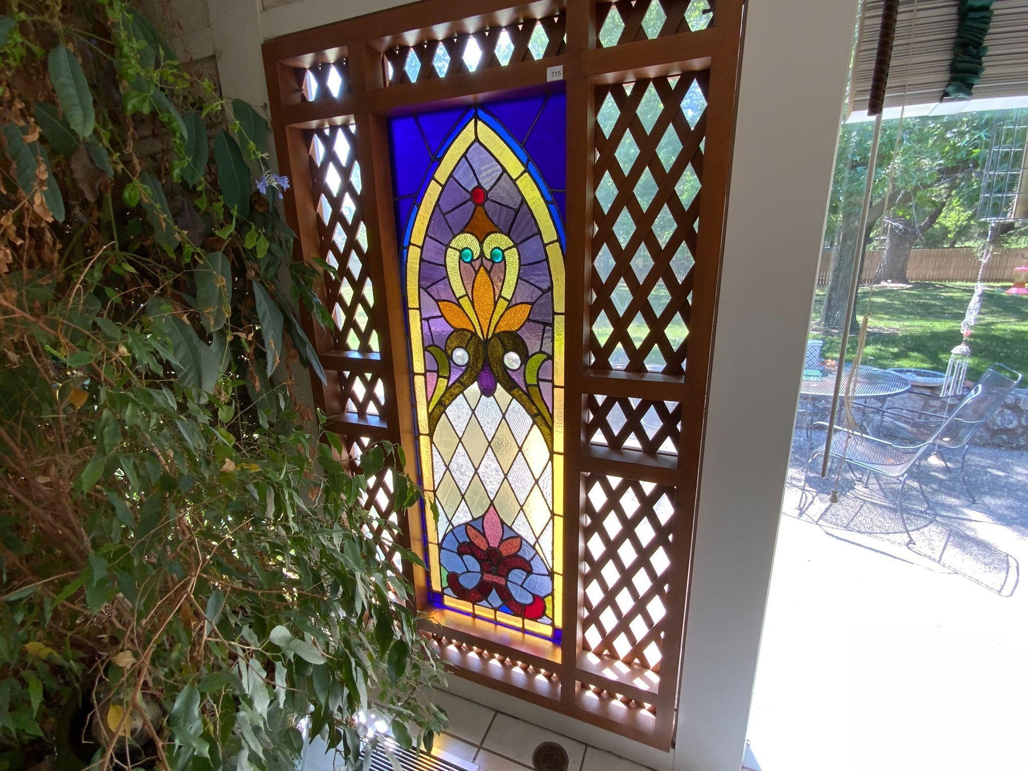 Antique Large Stained Glass Church Window
