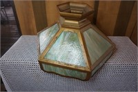 Antique Green Leaded and Brass Lamp Shade