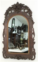 Victorian Carved Mahogany Wall Mirror w/ Roses