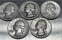 (5) Silver Quarters See Photos for Details