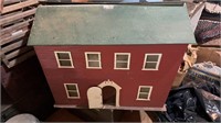 Antique handmade dollhouse, six windows and the