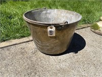 Copper Pot w/Handles, 17"Dia, As, Is Fine Cracks