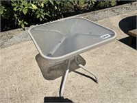 Small Glass Top Patio Table, 20" Square X 19.5"T