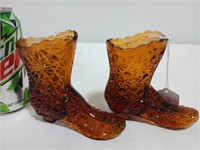Pair of amber glass boots