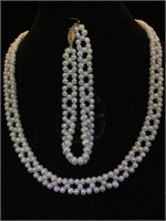14k Gold clasps Pearl necklace & bracelet set