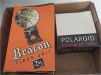 Becon flash unit, Polaroid close up kit