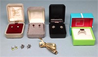 5pr. Sterling Silver Earrings, Ring, Brooch
