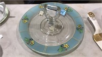 HAND PAINTED ART GLASS DESERT TRAY